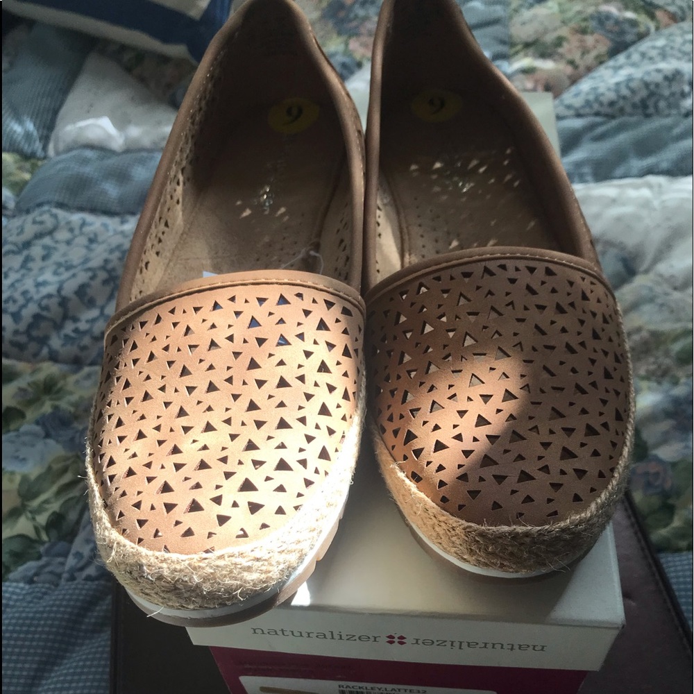 Naturalizer Comfort Tan Loafers Jute Trim 9